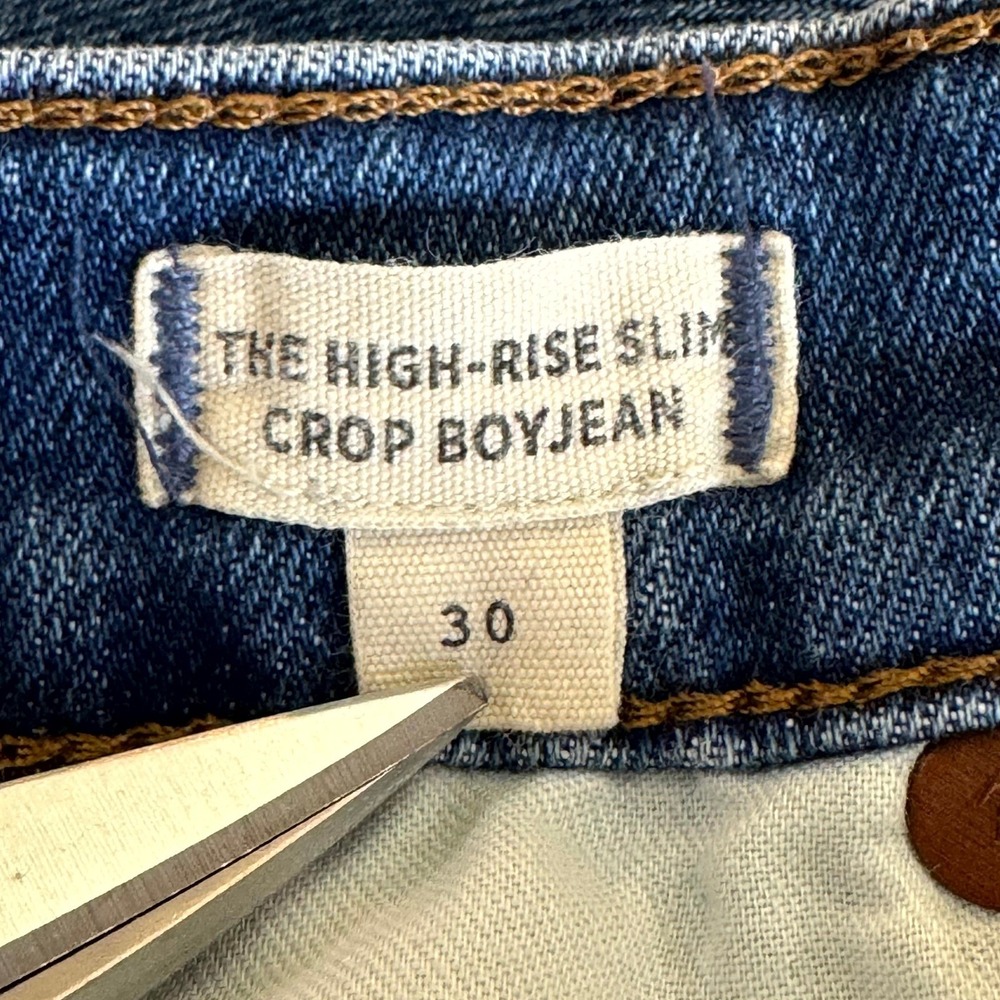 Madewell High Rise Slim Crop Boyjean Jeans Womens 30 Distressed Stretch Denim - Picture 5 of 10